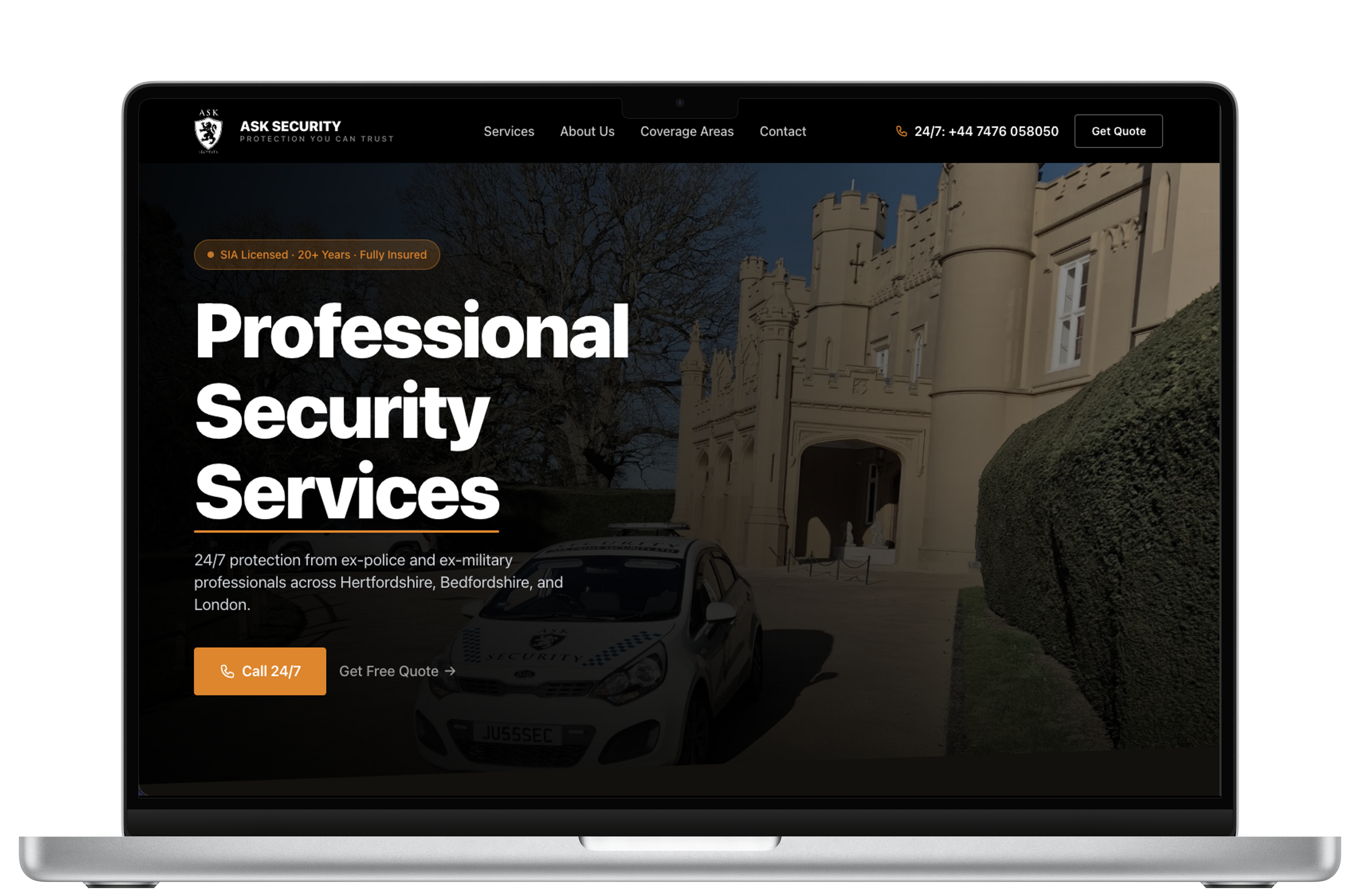 ASK Security desktop mockup