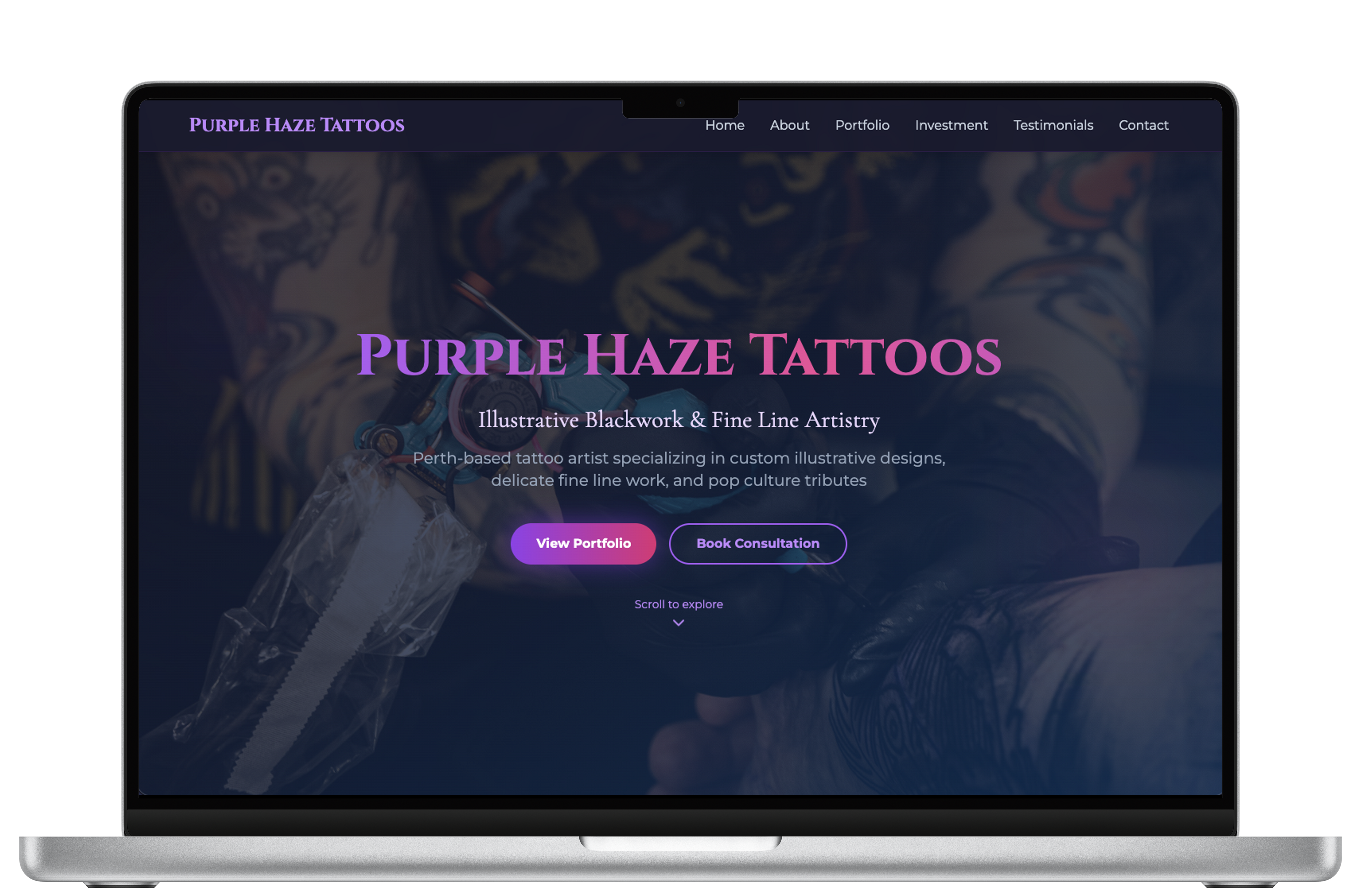 Purple Haze Tattoos desktop mockup